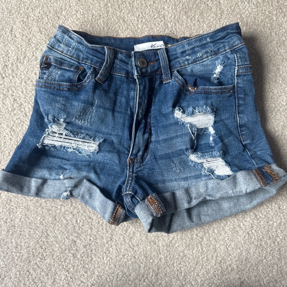 KanCan Blue Ripped Jean Shorts